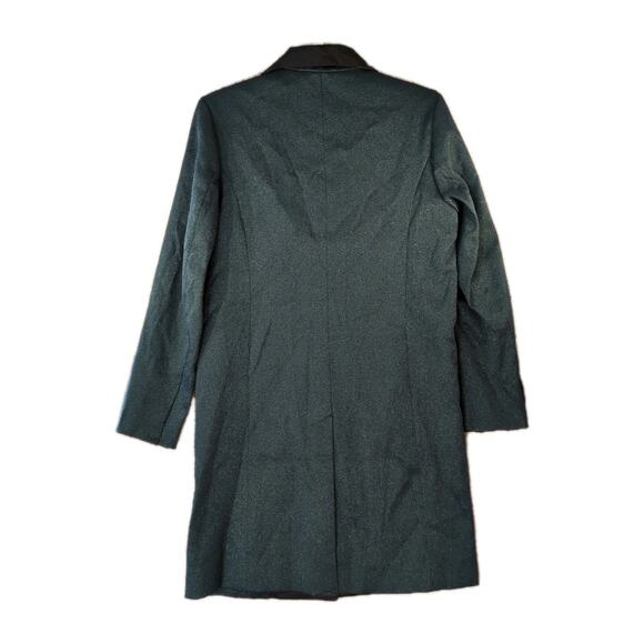 H&M Emerald Green Holiday Jacket Sz 6 Long Single Breasted Sparkle Satin Lapel - Picture 2 of 8